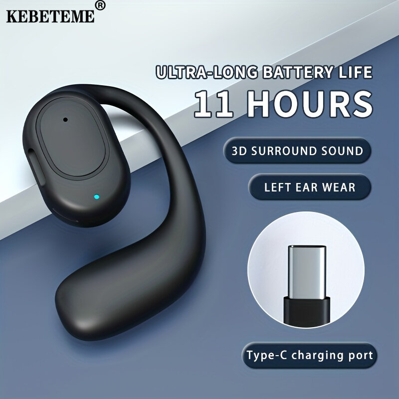 KEBETEME Wireless Bluetooth Earphone Waterproof Business Earbuds Single