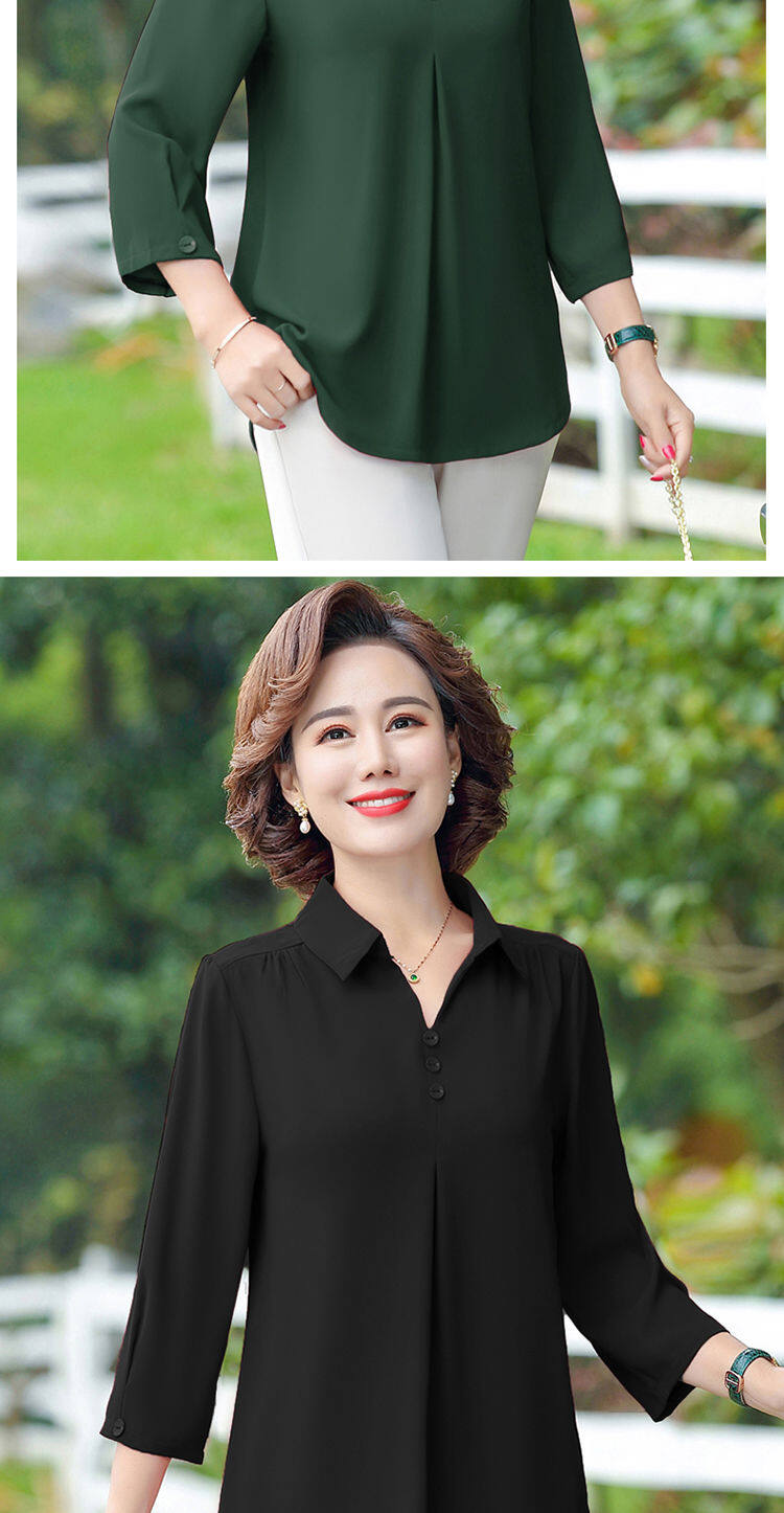 Mom spring shirt middle-aged womens chiffon shirt 2020 new middle-aged 40-year-old 50 foreign summer shirt