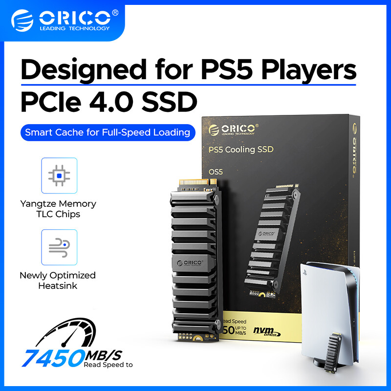 ORICO 7400MB/s NVME SSD with Heatsink 1TB 2TB 4TB PCIe 4.0x4 with 1GB 2GB DRAM Cache M.2 Nvme Internal Solid State Drive for PS5 PC Desktop Giá 3,352,000 Đồng*Miễn phí vận chuyển
