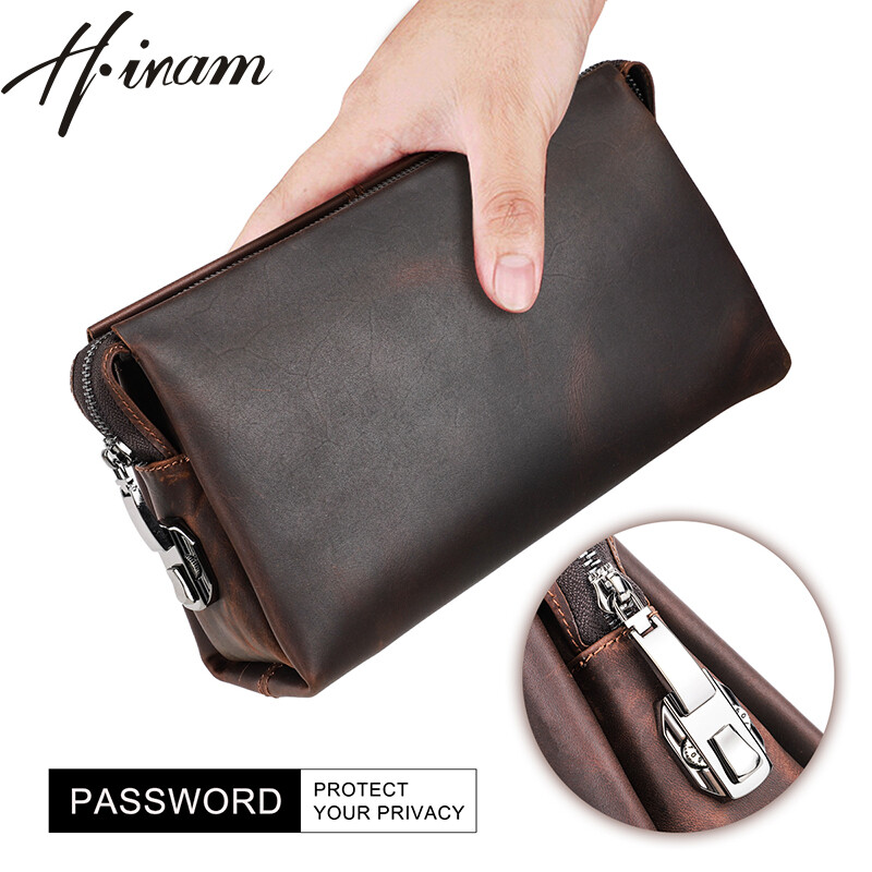 Da thật Retro Ví cầm tay Túi Nam Khóa mật mã Thiết kế ví ly hợp túi đựng điện thoại Ví Đựng Thẻ Túi Nam Túi Xách