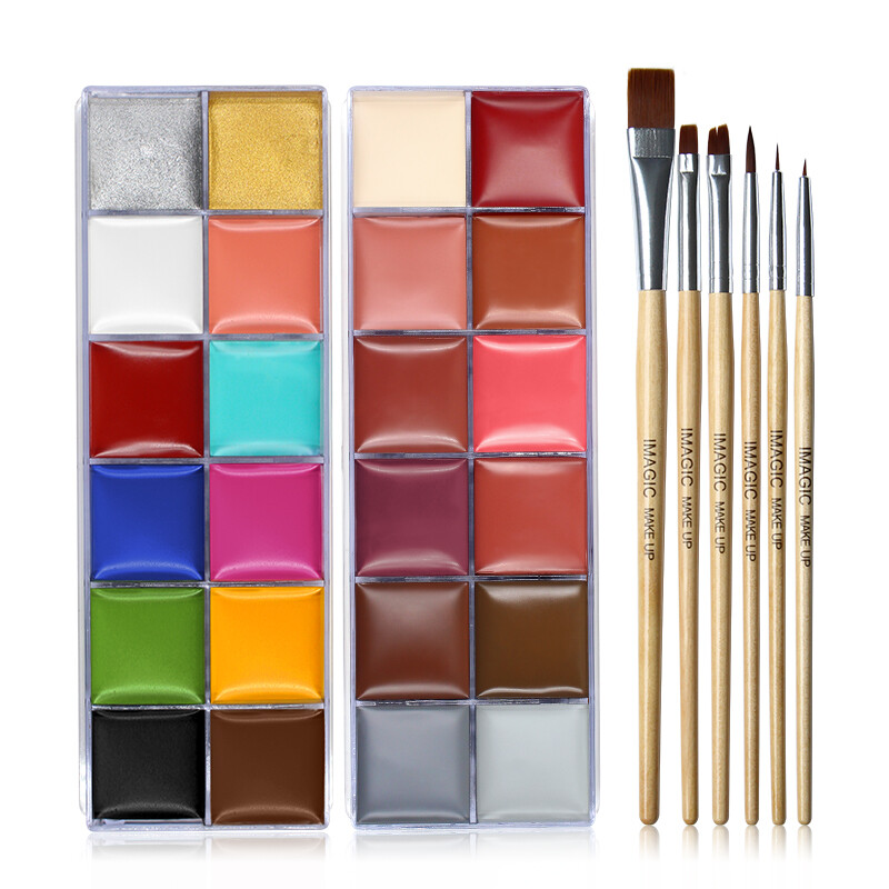 Gambar IMAGIC Halloween Face Body Paint Oil Painting Art Make Up Set Tools   12 Color+Pain
