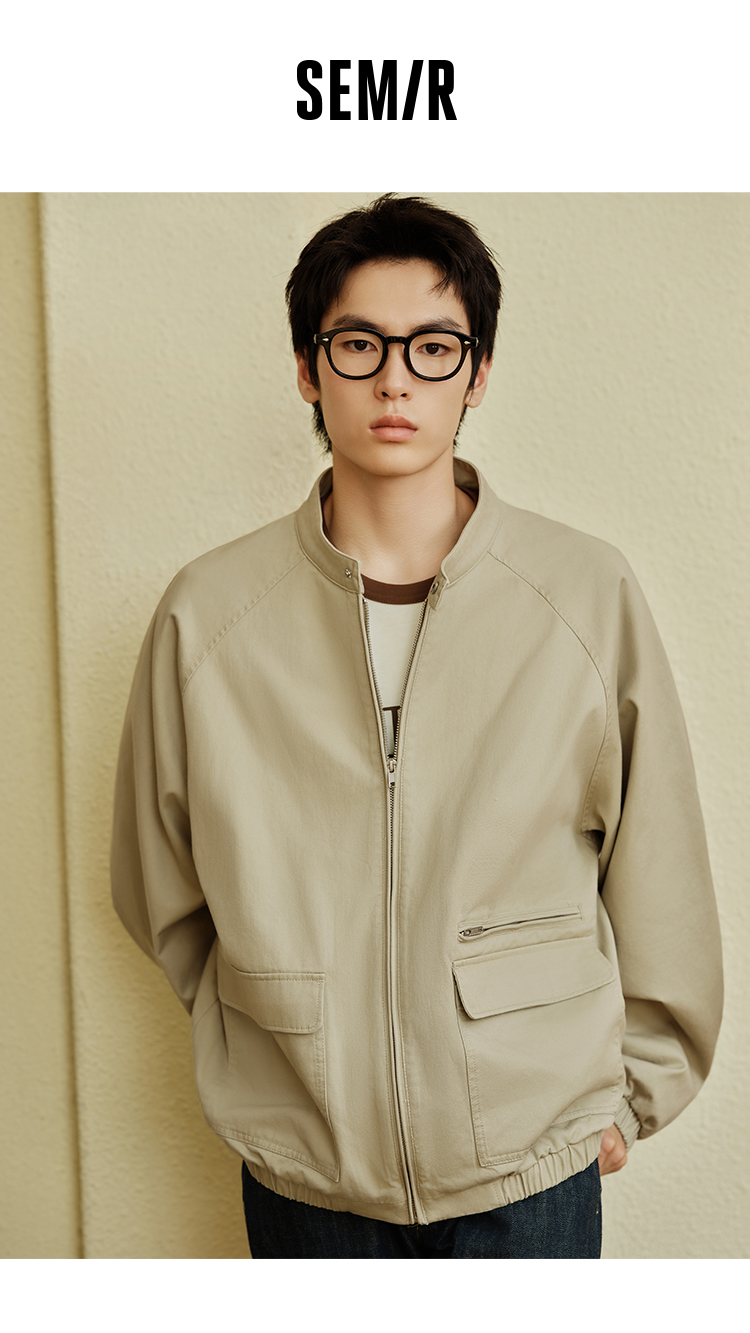 Semir Men'S Jacket For Autumn 2024 Trendy Vintage Work Clothes Jacket Loose Fit Solid Color Featuring Drop-Shoulder Sleeves Versatile Top · v4