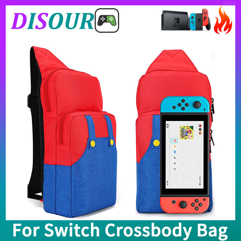 DISOUR Crossbody Bag For Nintend Switch Travel Carry Case Shoulder Storage Bag For Console Dock Game Accessories Protective Bags NS/OLED/Lite Backpack
