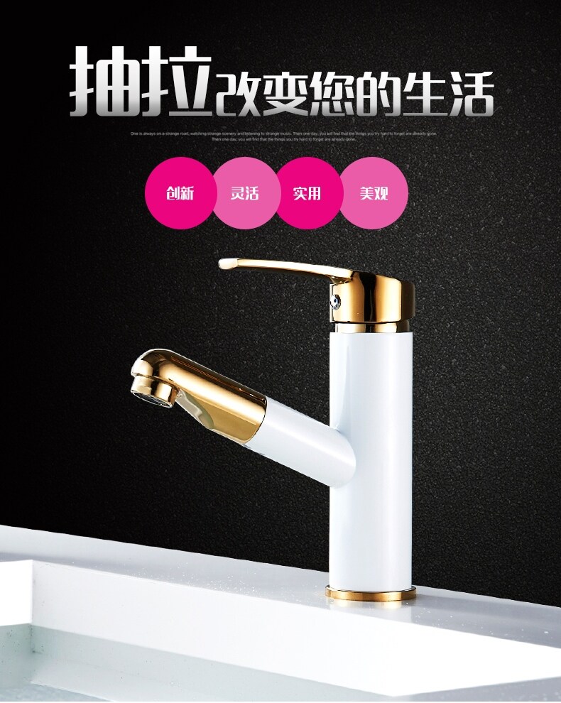 Gambar Platinum smoked pull bibcock pull basin of hot and cold water tap all copper basin faucet can wash hand washing basin pool