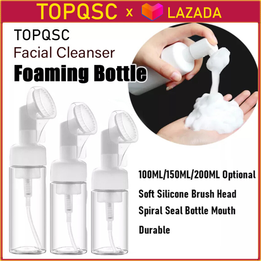 【Còn Hàng x TOPQSC】Bình Tạo Bọt Xà Phòng Bình Tạo Bọt Rửa Mặt Đầu Cọ Mát Xa Kèm Bàn Chải Làm Sạch Silicon Bình Tạo Bọt Mousse Rửa Mặt Di Động