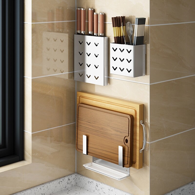 Gambar 304 stainless steel kitchen shelf hanging head potcutter cutting board hang a wall to receive free punch