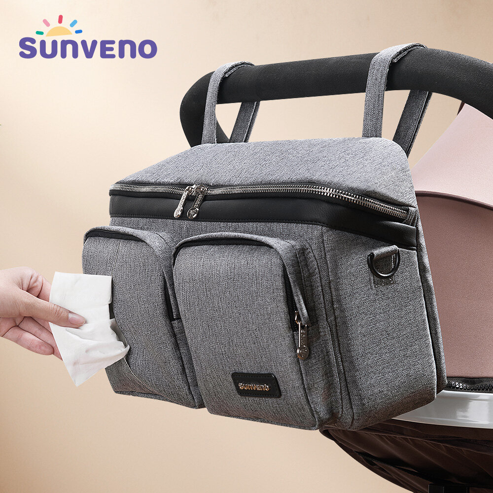 SUNVENO Diaper Bag For Baby Stuff Nappy Bag Stroller Organizer Baby Bag Mom Travel Hanging Carriage Pram Buggy Cart Bottle Bag ราคา 998 บาท*ส่งฟรี