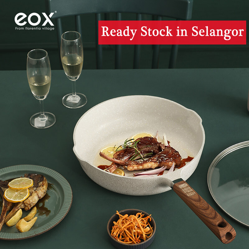 Gambar EOX Deep Frying Pan Wok pot Non Stick pan White Skillet 24 28cm with lid