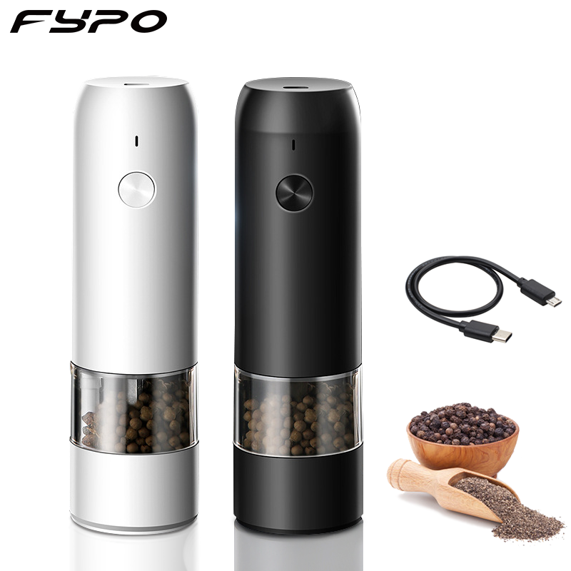 Fypo dụng cụ xay hạt tiêu muối Máy xay tiêu điện USB tự động Máy xay gia vị im lặng điều chỉnh coarseness nhà máy gia vị nhà bếp công cụ BBQ tiện ích 1 mảnh
