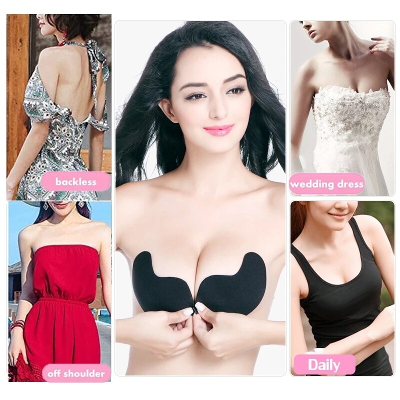 Women Invisible Push Up Bra Backless Strapless Brassiere Seamless