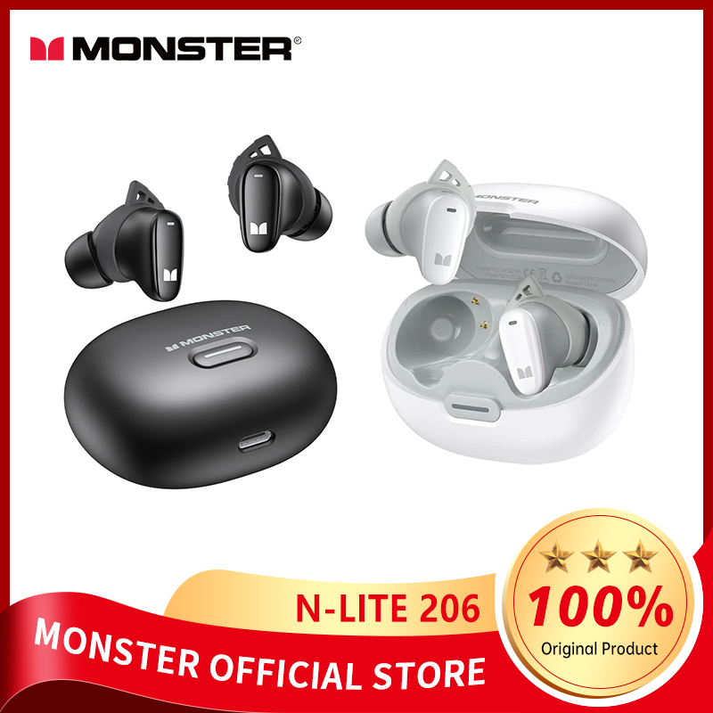Monster N-LITE 206 Bluetooth 5.4 Earphones Sports Wireless Headphones with Mic Touch Control Noise Cancelling IPX5 Waterproof MH22193 Earbuds