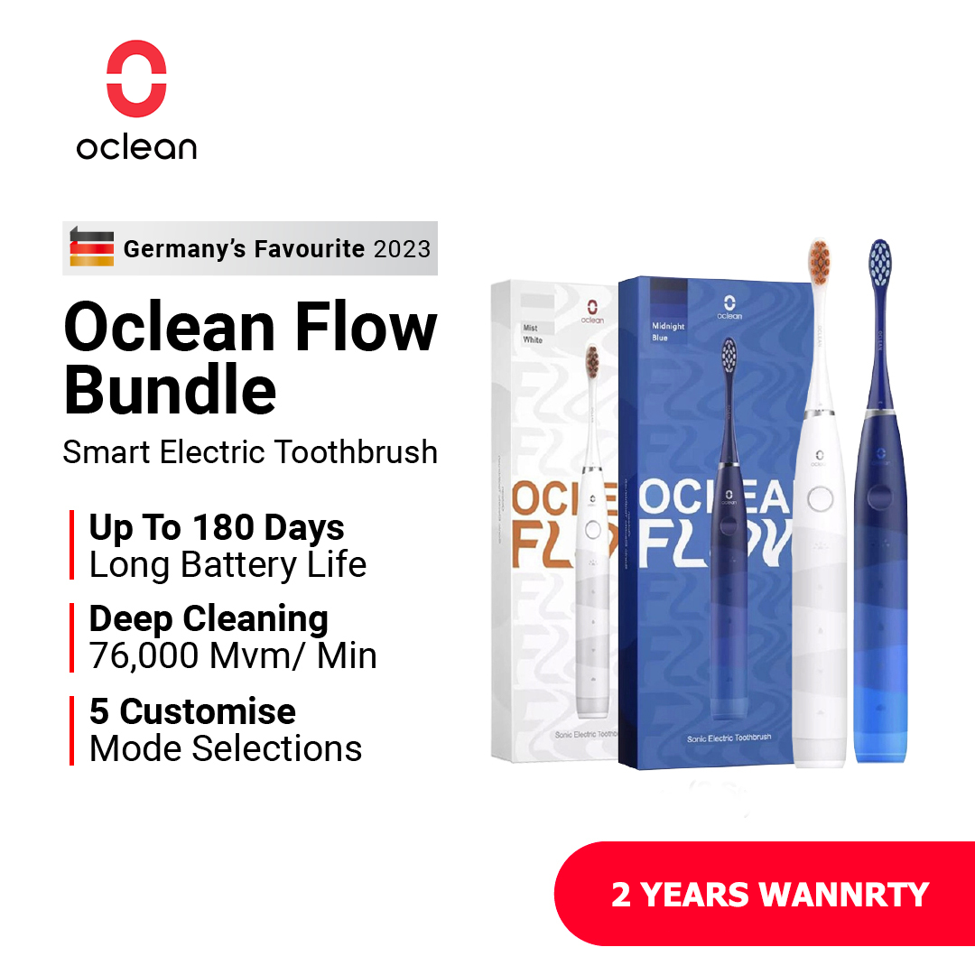 Oclean dòng chảy bàn chải đánh răng sóng âm 5 chế độ 180 ngày pin 2 năm bảo hành Bàn chải đánh răng chạy điện