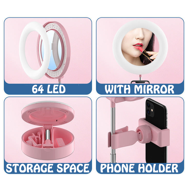 G3 Selfie Desk Lamp With Mirror Live Make up Phone Holder