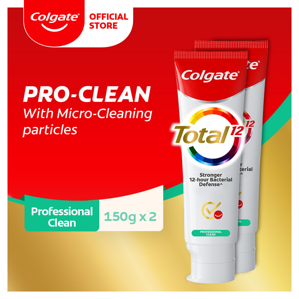 Gambar Colgate Total Professional Clean Gel Antibacterial Toothpaste Valuepack 150g x 2