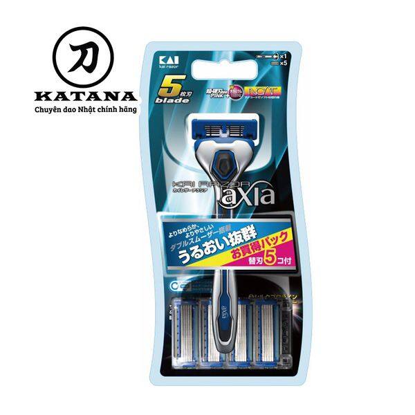 Dao cạo râu Nhật Bản 5 lưỡi cao cấp Axia kèm thêm 5 đầu thay - Bảo hành 12 tháng