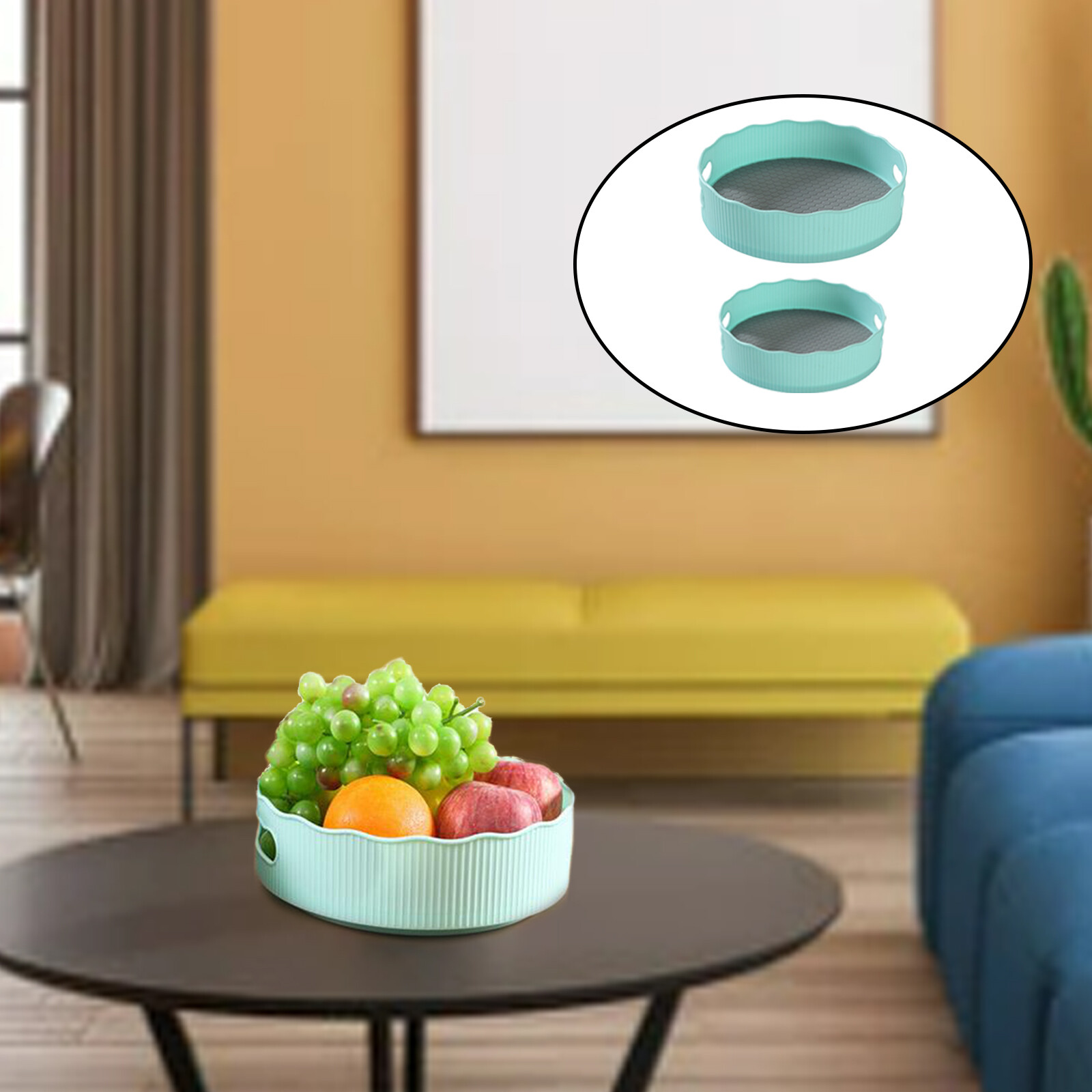 Gambar Fityle 2 Pieces Versatile Organizer Rack Portable Double Plastic Directly Used Turntable Storage Tray Turning for Bathroom Counterto Freezer Refrigerator