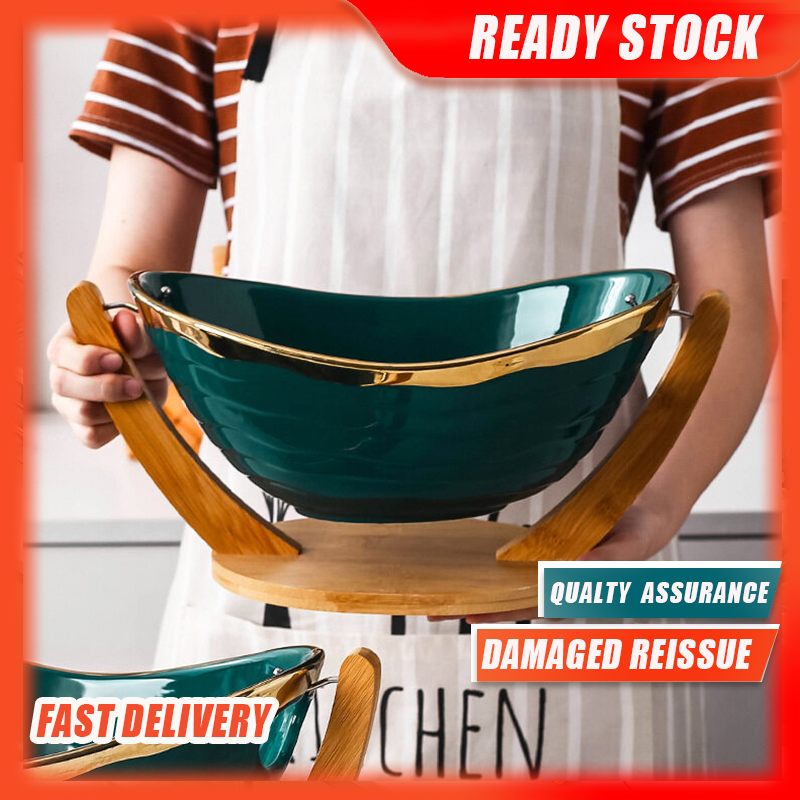 Gambar ??Ready Stock??Bamboo Tray Home Restaurant Fruit Basket Set Large Medium and Small Ingot Leisure Bowl