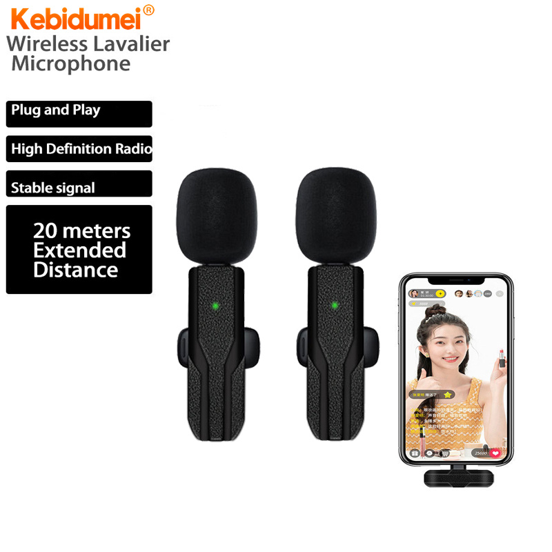 Kebigumei Micro dây chuyền không dây di động ghi video âm thanh mini micrô cho điện thoại Android phát sóng trực tiếp chơi game điện thoại Mic