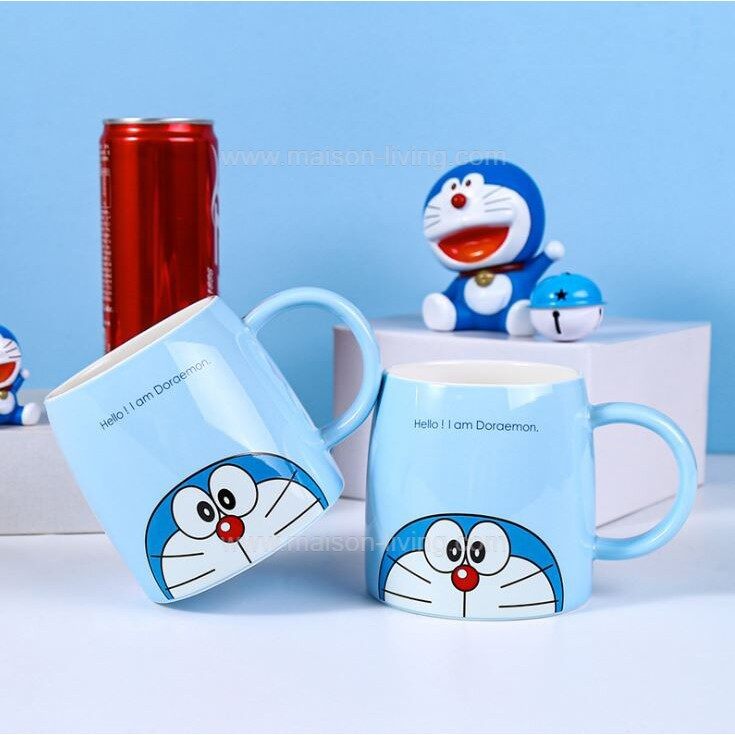 Gambar Ready Stock Doraemon Ceramic Mug Coffee Mug Coffee Cup set Mugs Cup cover Glass Mug coffee mug set mug with cover