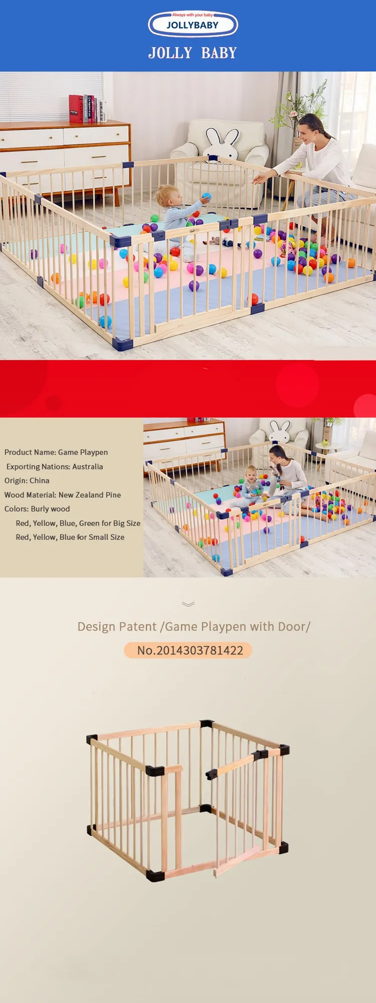 jollybaby wooden playpen