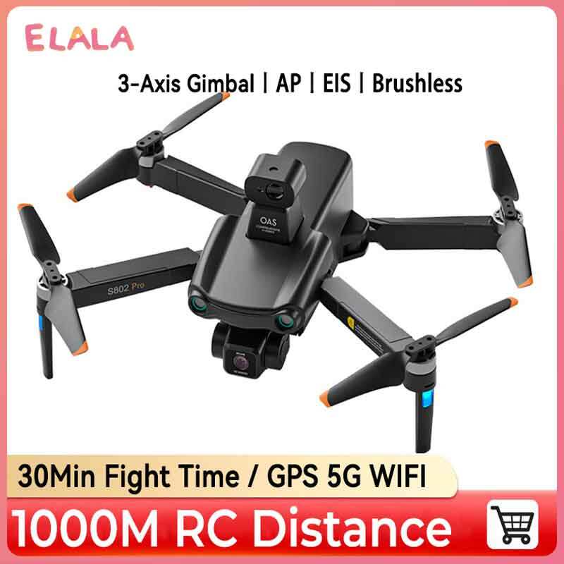 [ELALA] New S802 GPS Plane 8K ESC HD Professional 3-Axis EIS Gimbal Camera 360° Obstacle Avoidance Brushless Motor Foldable RC 10000M Helicopter ราคา 7,733 บาท*ส่งฟรี