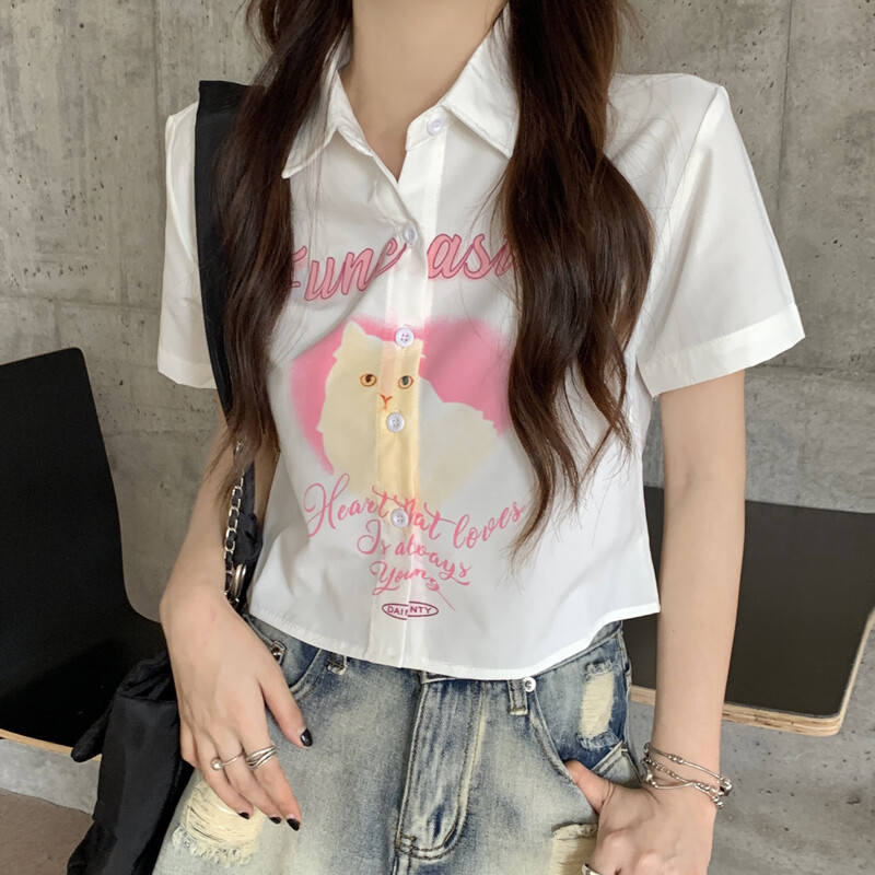 Missliu thời trang phụ nữ mùa hè Hàn Quốc thiết kế áo sơ mi ngắn hàng đầu 2023 mới giản dị lỏng lẻo áo sơ mi ngắn
