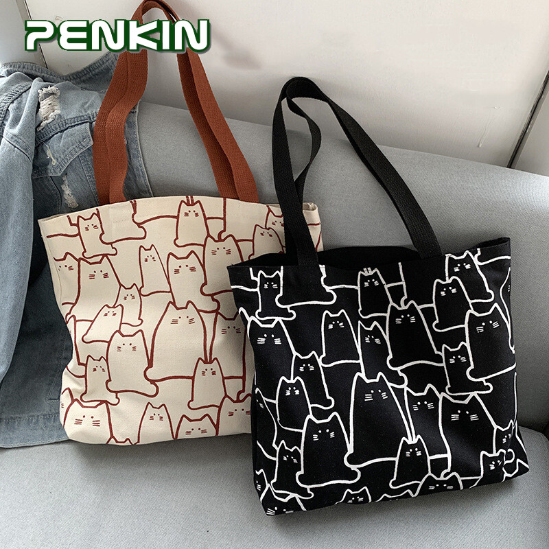 Túi Đeo Vai Nữ Penkin, Túi Tote Vải Bố Túi Đi Biển Mùa Hè, Túi Đi Học
