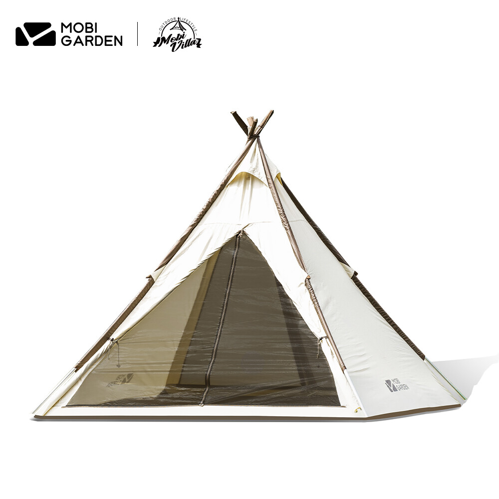 Mobi garden lều kim tự tháp bằng cotton cắm trại khu lều vải gia đình 2-3 người tháp a không thấm nước