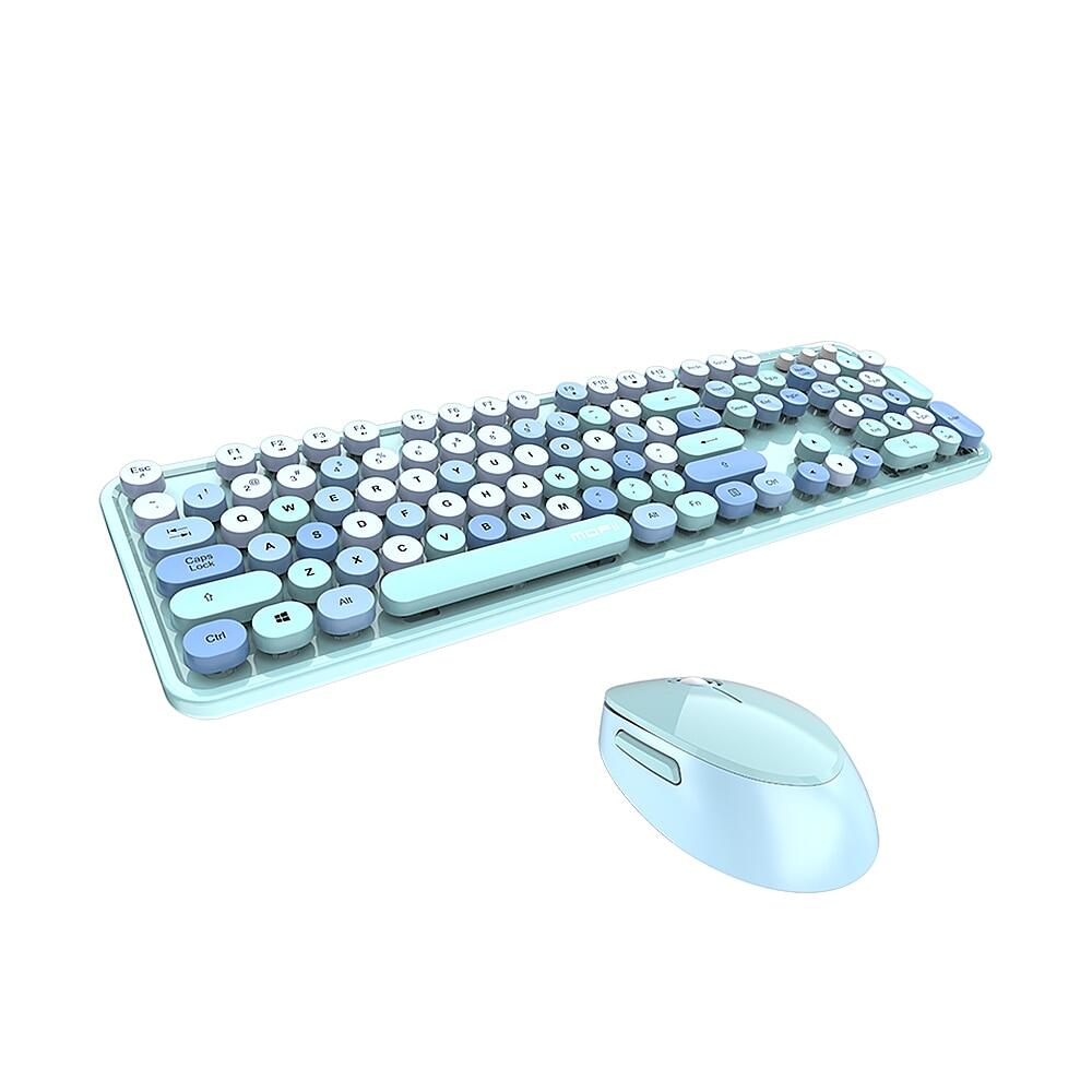 [bán chạy] mofii combo chuột bàn phím ngọt ngào bộ chuột bàn phím không dây 2.4g màu hỗn hợp nắp phím treo tròn cho máy tính xách tay màu xanh dương 28