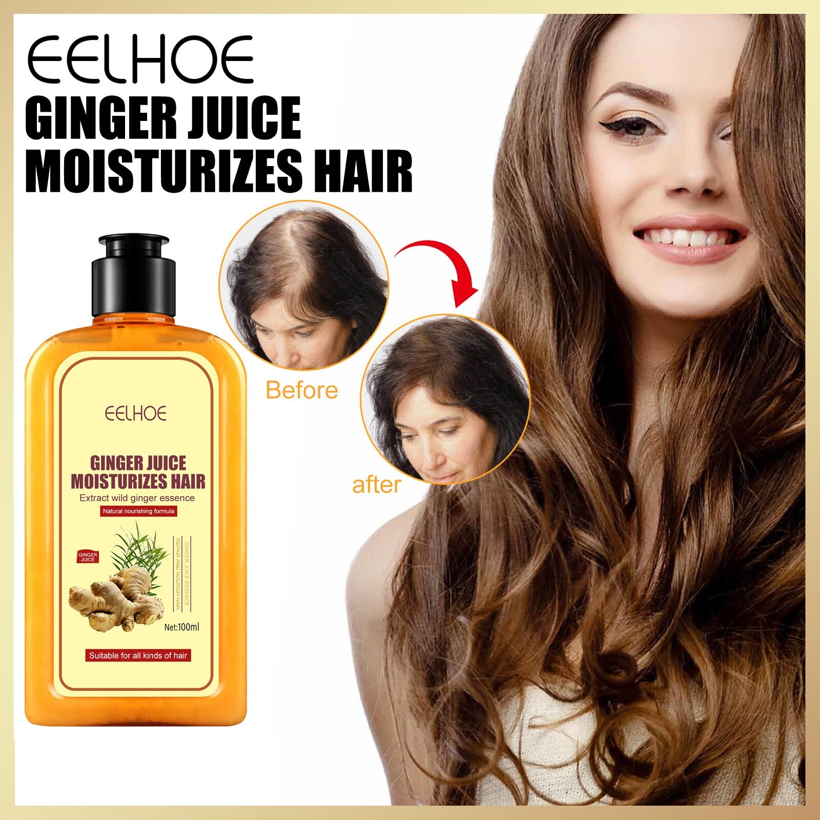 Eelhoe tóc gừng chất dầu gội mọc lại tóc dày đặc nhanh dày dầu Gội Mọc Tóc chống rụng tóc dưỡng ẩm và sửa chữa nang tóc dầu Gội Mọc Tóc