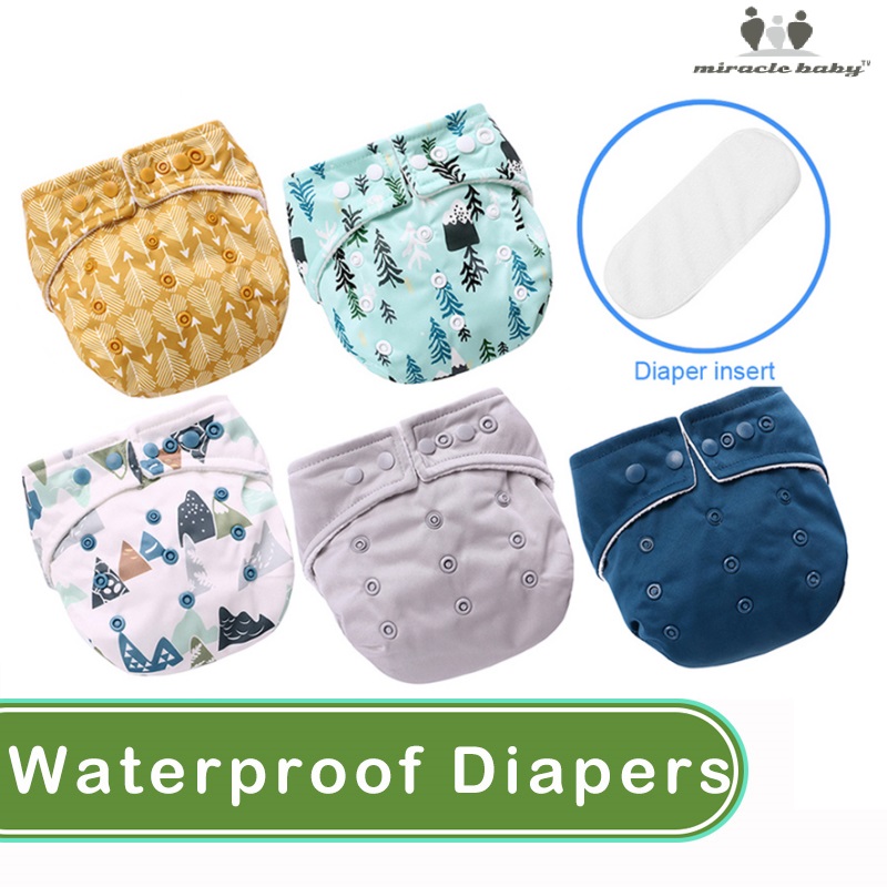 ผ้าอ้อมสำเร็จรูป แพมเพิสเด็กแรกเกิด Miracle Baby Waterproof Reusable Diapers 5pcs Cotton Children Cloth Nappies Training Pants Infant Washable Diapers For Baby Infant Shorts Underwear Cloth Adjustable Washable Newborn Baby Diaper