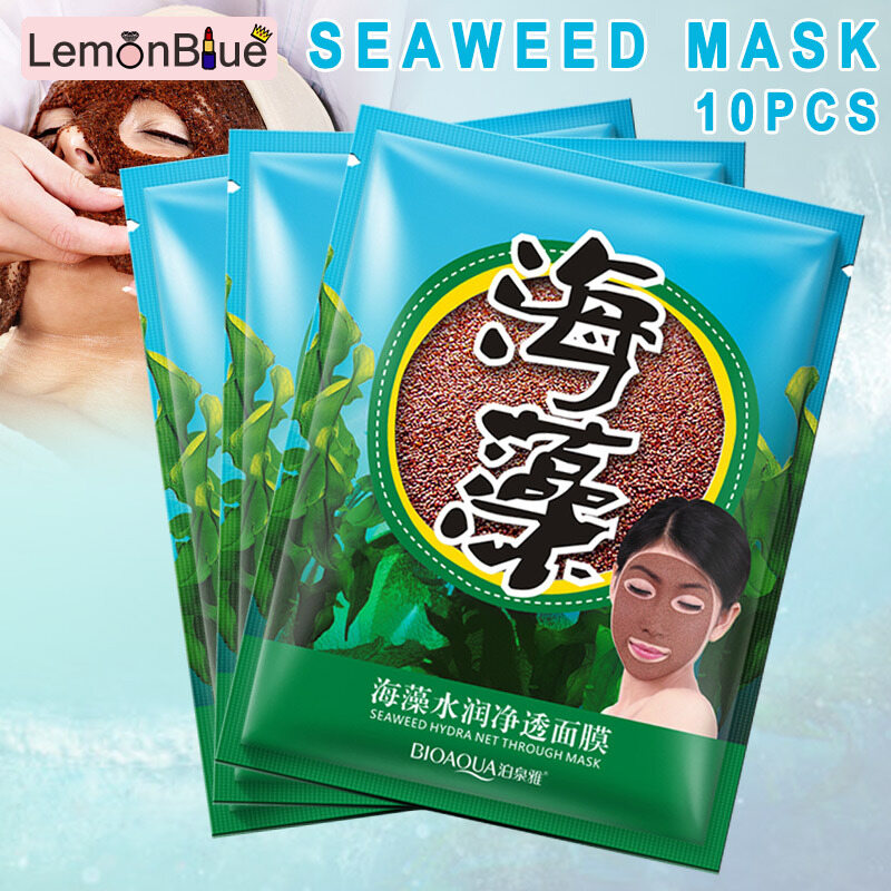 Gambar LemonBlue 10Pcs Seaweed Mask Moisturizing Hydrating Pore Shrink Facial Skin Care Mask