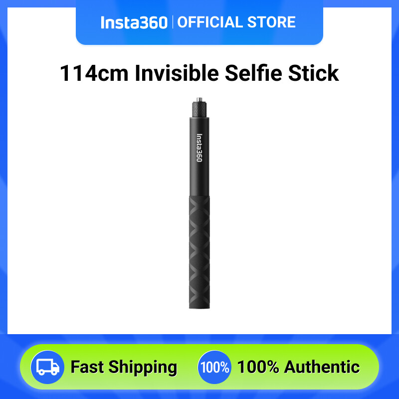 【New Version Insta360 114cm Invisible Selfie Stick, Black, 1/4'' screw, compatible with GO 3, X3, Ace/Ace Pro, ONE RS, ONE X2, GO 2, ONE R