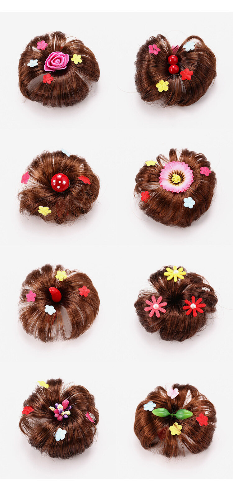 Tóc Giả Trẻ Em TSE Với Kẹp Tóc Tóc Giả Nữ Công Chúa, Kiểu Búi Tóc Hoa Cài Tóc Kẹp Bé Gái, Phụ Kiện Tóc P08 1 Pair