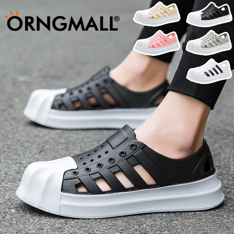 ORNGMALL Men Sport Sandal Jelly Shoes Summer Baotou Slippers Beach Hollow Candy Color Sandals Waterproof Garden Shoes Beach Sandals 26-45 ราคา 216 บาท*ส่งฟรี