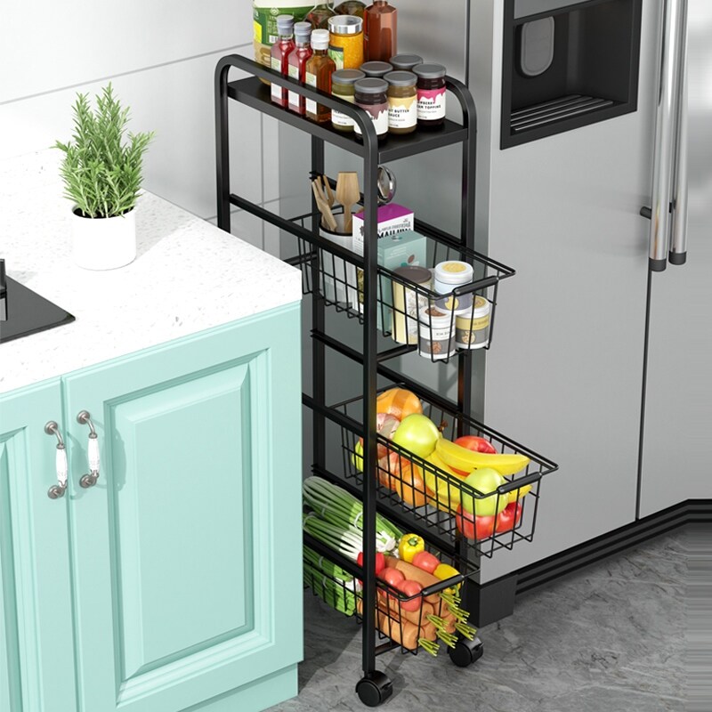 Gambar Multi functional kitchen cracks shelf floor corner crack receive small shelf narrow edge can be smoked pull basket