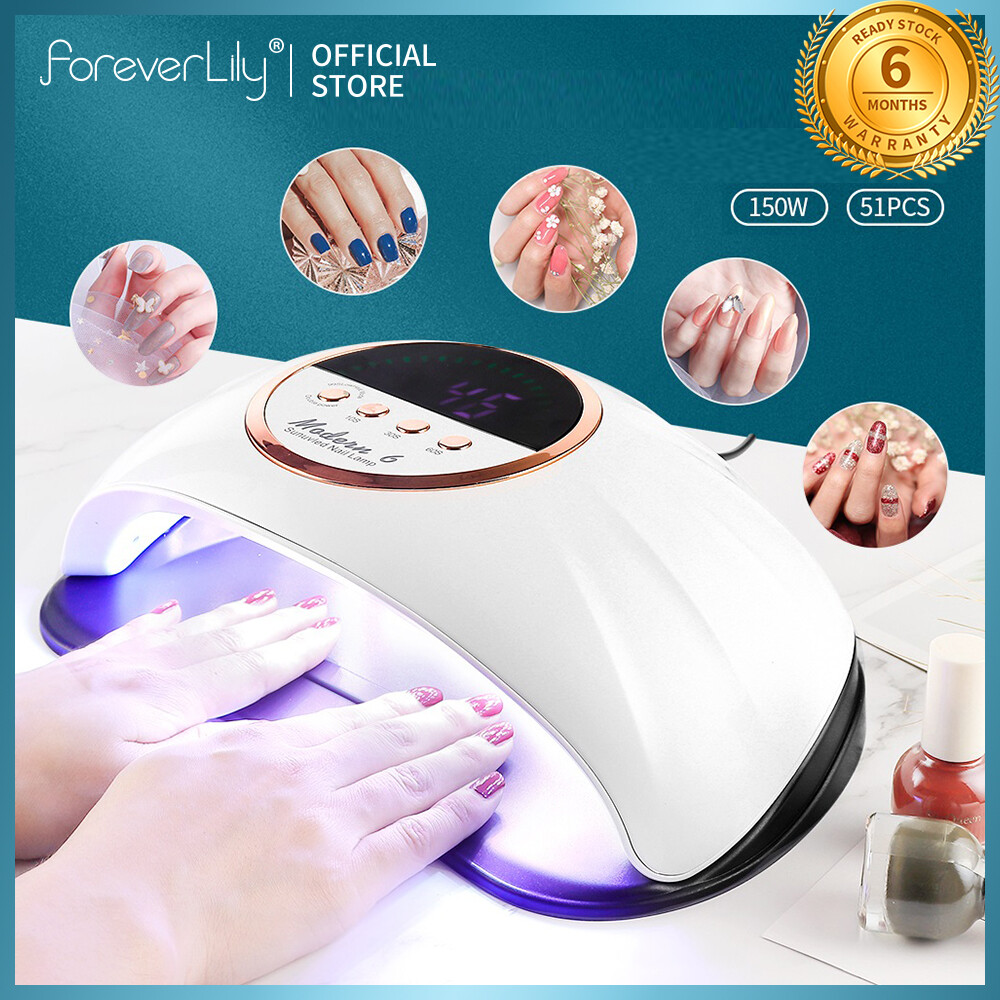 Gambar foreverlily UV LED Nail Lamp Quick Nail Drying Machine Enlarge Space Smart LCD Screen 150W