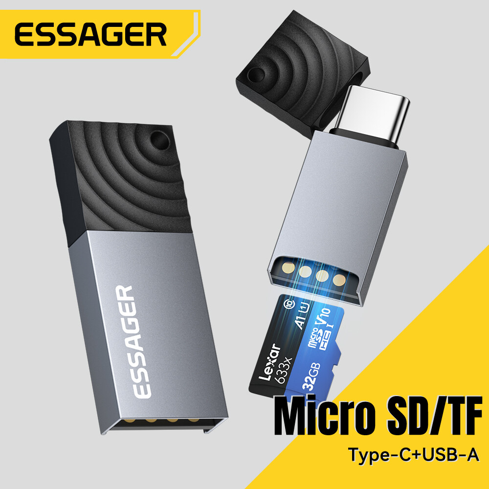 Essager USB 2.0 2-Trong-1 đầu đọc thẻ TF Thẻ nhớ Micro SD S USB-A Loại C Để TF Bộ chuyển đổi Micro SD Tương Thích Windows Mac OS Linux Android Hệ Thống Cho Máy Tính Xách Tay Máy Tính Bảng Iphone16 15 Samsung Huawei Xiaomi OTG Thông Minh 2-Trong-1 thẻ nhớ