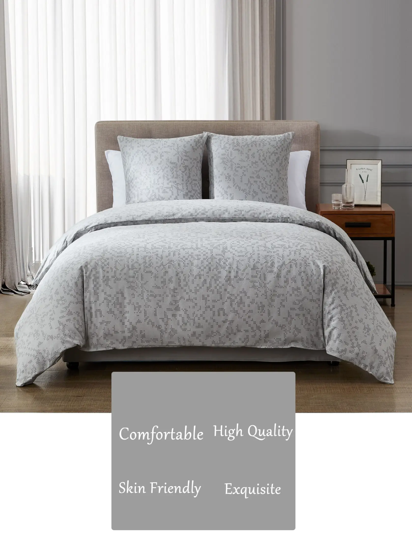 Flannel Bedding Sets Gray For Bed Room, What Is Queen Size Duvet Cover