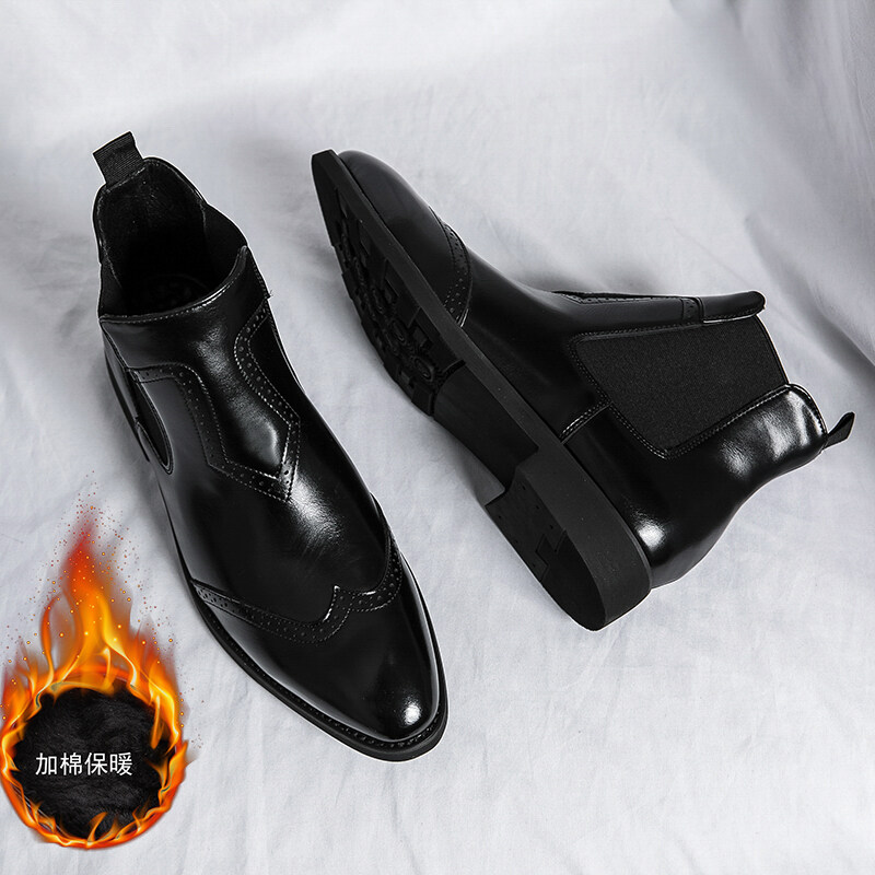 ZeiSongs Men s Classic Retro Genuine Leather Chelsea Boots Men Fashion