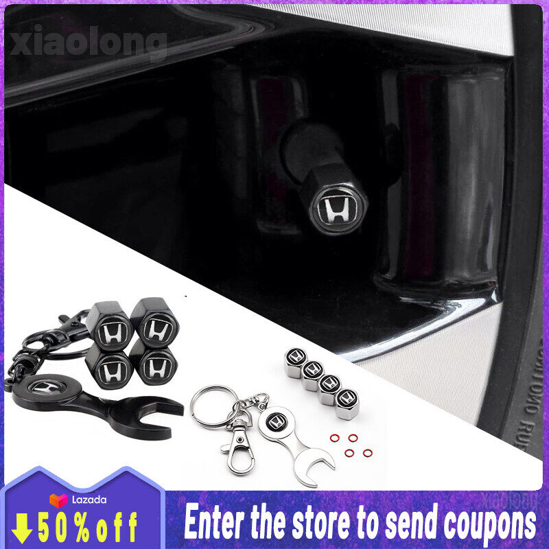 4 Cái Chống Trộm Cho Honda Accord CRV Jazz Beat Civic City EX5 RS150 Odyssey Crosstour Phụ Kiện Lốp Xe Hơi Bằng Hợp Kim Kẽm Nắp Van Kèm Một Chìa Khóa Cờ Lê