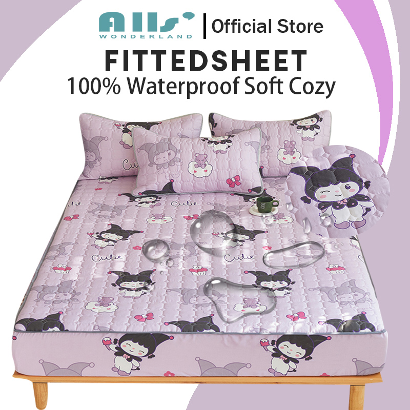 Alls' Wonderland Waterproof Premium Bedsheet Sanrio Kulomi Thicken Fittedsheet Mattress Protector Fitted Bedsheet Queen/Single/King ราคา 177 บาท*ส่งฟรี