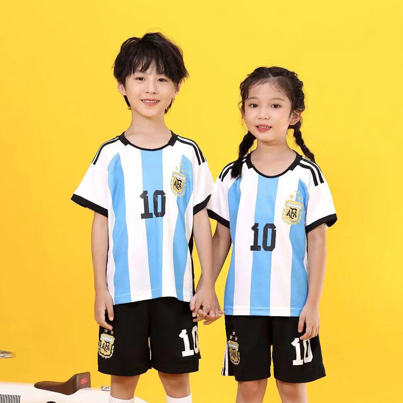  IQANGEL Áo Thi Đấu Bóng Đá Đội Tuyển Quốc Gia Argentina Số 10 Messi Áo Thi Đấu Trẻ Em In Kỹ Thuật Số 