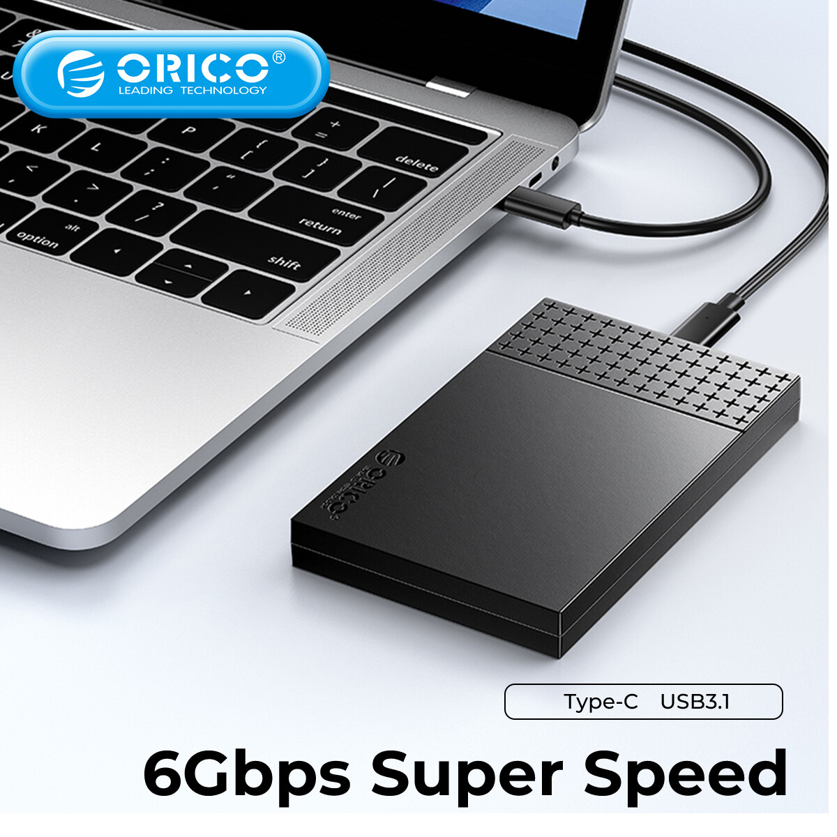 Orico type-c vỏ ổ cứng ngoài sata sang usb3.1 vỏ ổ hdd cho ổ cứng ssd 2.5 ''tốc độ 6gbps hỗ trợ uasp