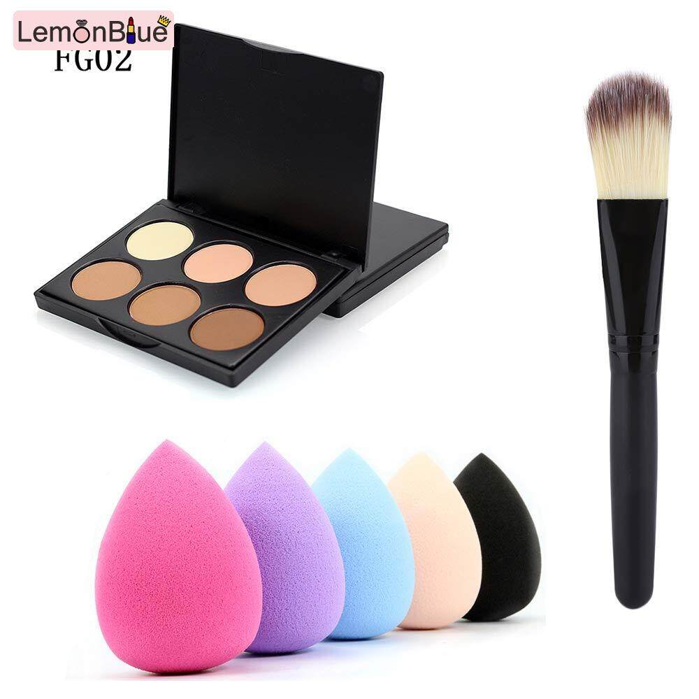 Gambar LemonBlue Makeup Concealer Contour Palette + Water Sponge Puff + Makeup Brush Set Foundation Beauty Tools