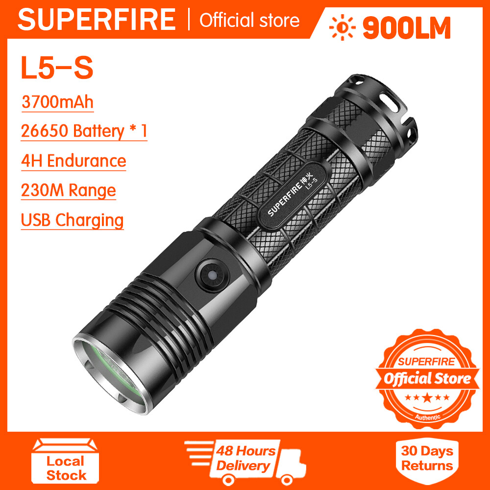 Superfire L5-S Đèn pin công suất cao 10W độ sáng cao tầm xa bắn đèn pin cho ngoài trời