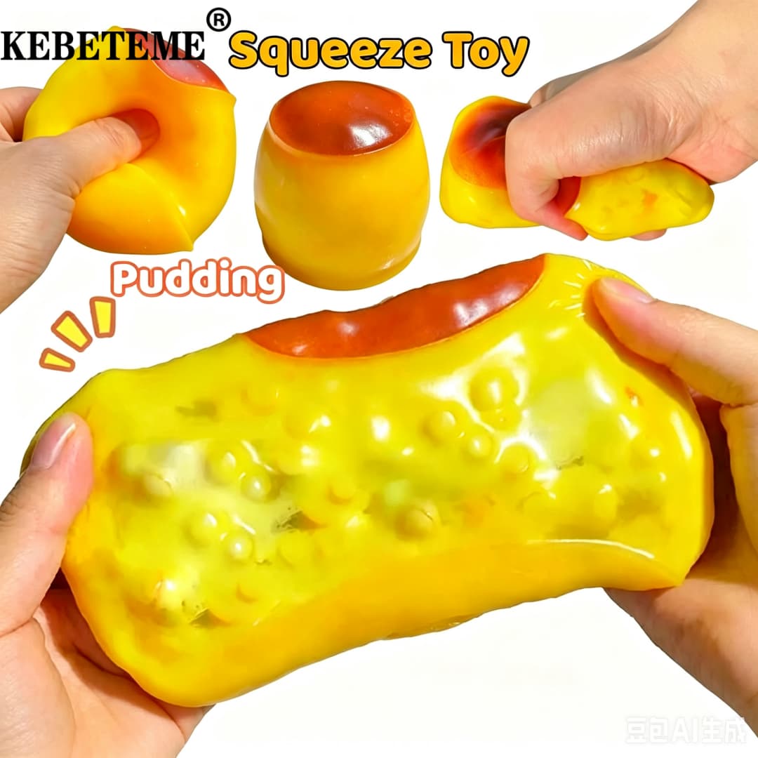 KEBETEME Simulation Pudding Squishy Squeeze Toy Super Soft Slow Rebound Decompression Fidget Toy, Realistic Food Shape Stress Relief Squeeze Toy for Kids Adults Anxiety Release ราคา 123 บาท*ส่งฟรี