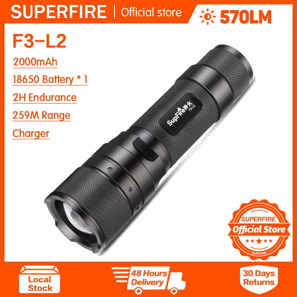 SUPERFIRE Đèn pin F3 Đèn Pin Zoom Mini Xách Tay Độ Sáng Cao Đèn Pin LED Ngoài Trời đèn pin sạc điện