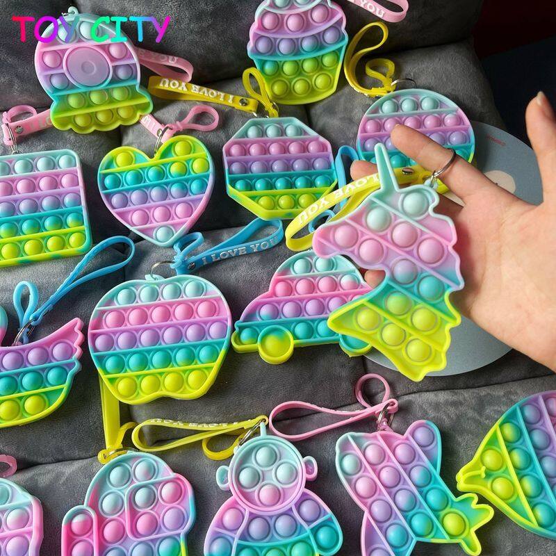 Macaron Rainbow push pop it fidget toy full set box mini simple