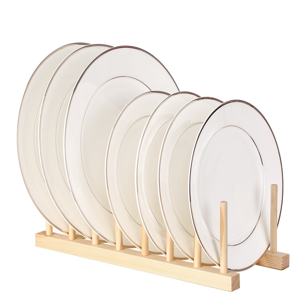 Gambar Multi purpose Wooden Dish Rack Dishes Drying Drainer Storage Stand Holder Kitchen Cabinet Organizer for Dish Plate Bowl Cup Pot